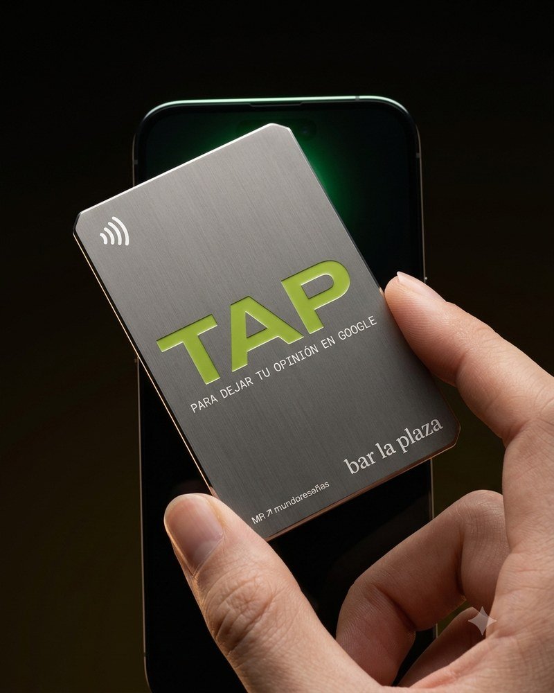 Tarjeta NFC Mundo Reseñas titanio para dejar una reseña en Google con un solo toque